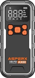 Tire Inflator Portable Air Compressor, 150PSI Cordless Air Pump for Car Tires, 3X Faster Air inflator Tire Pump with Digital Pressure Gauge and Emergency LED Light for Motorcycle Bike Ball Car