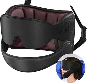 SARISUN Airplane Pillow Combo with Chin Strap, Travel Pillows for Airplanes with Sleep Eye Mask, Plane Head Strap for Long Flights, Car Road Trip, 360° Headrest, Stop Bobblehead Travel Essential, Red