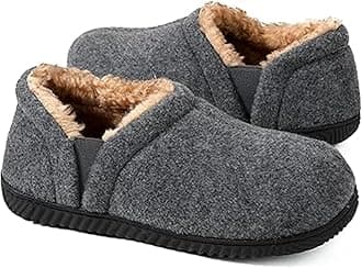 Men's Comfy Caterpillar Slippers Indoor Outdoor House Shoes, Warm Soft Knit Upper Fuzzy Fleece Lined Memory Foam Sole with Hard Bottom