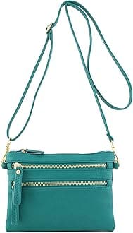 Multi Zipper Pocket Small Wristlet Crossbody