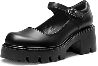 DREAM PAIRS Women's Mary Janes Shoes Platform Dress Low Heel Chunky Pumps Round Toe Ankle Strap Pumps Shoes Oxfords Esther
