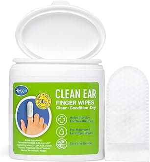 Helse Ear Cleaning Finger Glove - Human Ear Brush - Safely Remove Earwax, Sweat, Oil & Dirt Around, Behind & Inside Ears - Gentle Soft Earlobe Cleaner Wipes for Babies, Adults & Pets (50 Count)