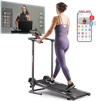 Walking Pad Treadmill with Handle, Manual Compact Foldable Design Walking Running Non-Slip Surface Treadmill with Fixed Incline, LCD Monitor, Bluetooth Optional