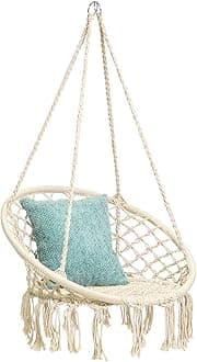 X-cosrack Mertonzo Hammock Swing Chair for 2-16 Years Old Kids,Handmade Knitted Macrame Hanging Swing Chair for Indoor,Bedroom,Yard,Garden- 230 Pound Capacity
