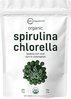 Micro Ingredients Organic Chlorella Spirulina Tablets, 3000mg Per Serving, 720 Counts