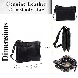9 inch Genuine Leather Crossbody Sling Bags for Women, Trendy Casual Office Bag with Adjustable Strap