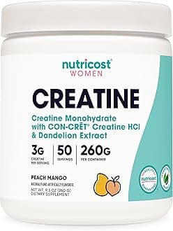 Nutricost Creatine Monohydrate Powder for Women, Micronized, Peach Mango Flavor, 50 Servings - Vegetarian, Non-GMO, Gluten Free
