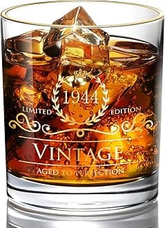 1944 77th Birthday/ for Men/Dad/Son, Vintage Unfading 24K Gold Hand Crafted Old Fashioned Whiskey Gl, Perfect for Gift and Home Use - 10 oz Bourbon Scotch, Party Decorations