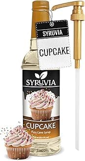 Syruvia Cupcake Coffee Syrup - 25.4 fl oz - Kosher Syrups, Gluten Free, No Coloring, Perfect for Drinks, Soda, Shakes, Desserts, and More With Pump