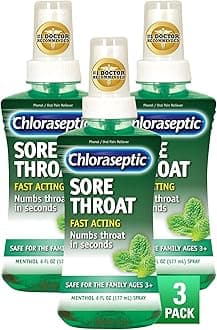 Sore Throat Spray, Menthol, 6 fl oz, 3 Bottles