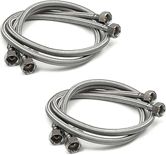 2 Pairs of 1/2" x 1/2" (Female to Female) BSP (900mm) Kitchen Basin Monobloc Mixer Tap Connector Flexible Hose Pipes Tail