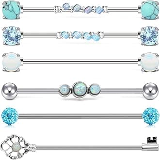 QWALIT Industrial Piercing Jewelry - Industrial Earrings for Women & Men, 16g & 14g, Surgical Stainless Steel Barbell & Bar Piercing