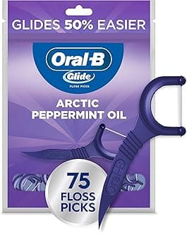 Oral-B Glide Peppermint Dental Floss Picks with Arctic Peppermint Oil Flavor, 75 Picks