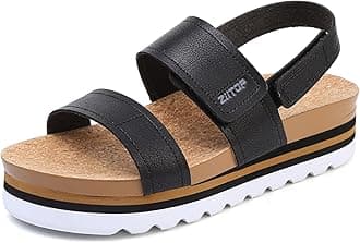 ziitopPlatform Sandals for Women Orthopedic Sandals Ladies Wedge Wide Fit Cork Footbed Adjustable Strappy Open Toe Chunky Beach Summer Shoes