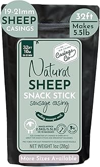 Snack Stick Casings - Breakfast Sausage Casings - Natural LAMB/SHEEP casings for sausage making. 19mm casing. Certified Halal Casings. 32ft, makes 5.5lb of sausages