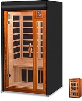 JPURXC Outdoor Sauna Cover/Wood Sauna Cover, Upgraded 600D Heavy Duty Oxford Cloth Infrared Saunas Room Cover,UV Protection & Windproof, Waterproof Sauna Room Cover Replacement (49"x43"x75")