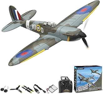 volantexrc RC Plane, 4 Channel Remote Control Airplane Fighter Spitfire RTF with Aileron, Gyro, Aerobatics & 3 Modes Easy to Fly, Hobby Radio Controlled Aircraft for Beginners & Adults (Blue)