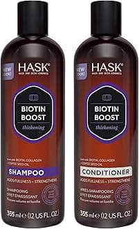 HASK Biotin Boost Thickening Shampoo + Conditioner Set | Adds Fullness, Strengthens, Volumizes, Sulfate-Free, Paraben-Free, Gluten-Free, Color Safe | 12oz each
