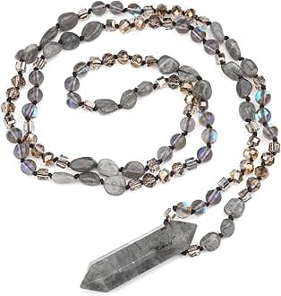 Long Necklaces for Women Boho, Oval Waterdrop,Labradorite,Tassel,Turquoise,La...