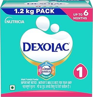 Dexolac Infant Formula Milk Powder for Babies - Stage 1 (Upto 6 Months) - with FOS and 36 Vital Nutrients - 1.2 Kg Large Pack