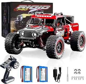 RC Cars 1:14 Remote Control Car 50 KMH Fast RC Truck for Kids Adults Boys 2.4 GHz All Terrains 4WD RC Dune Buggy Off-Road RC Monster Truck Short Course Car with 2 Batteries (Red)
