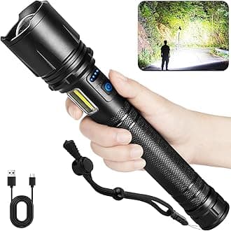 Cinlinso Rechargeable LED Flashlights High Lumens, 99,000 Lumens Super Bright Flash Light with 10000 𝗺𝗔𝗵 Β𝗔𝗧𝗧𝗘𝗥𝗬 & 7 Modes, Powerful Handheld Waterproof Flashlights for Home Emergencies