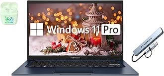 ASUS 14" FHD Vivobook Laptop Computer, 16GB RAM 768GB Storage (512GB SSD+256GB Docking Station Set), 6-Core Intel Core i3, Windows 11 Pro with Microsoft Office Home & Business, PLUSERA Earphones