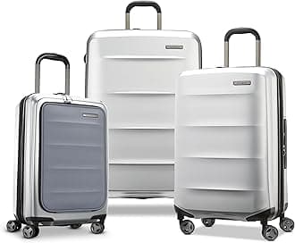 Samsonite Octiv Pro 3-Piece Hardside Lightweight (21/24/28) Front Pocket Carry-On Pro, Medium & Large-Checked Luggage Set, Expandable, Four Spinner Wheels, Adjustable Handle, TSA Lock – Silver
