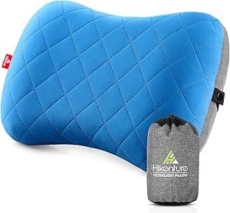 Hikenture Ultralight Inflatable Washable Pillow with Removable Cover for Neck Lumber Support - Upgrade Backpacking Pillow for Camping, Travel, Hiking, Backpacking (Blue)