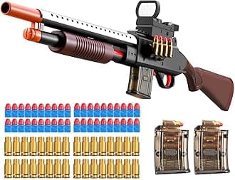 Kyliandi Pump Shotgun Toy Realistic Barrel Shell ejecting Foam Blaster Gun Soft Bullet Sniper Rifle with Scope Dart Pellet Shooting Game for Boys Teens Adults Gifts Age 8-14 Year Old (Brown)