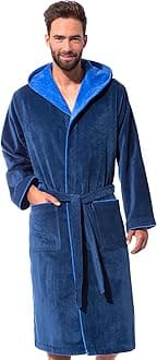 Morgenstern Dressing Gown Men 100% Cotton Hood Luxury Velvet Terry Bathrobe Finn