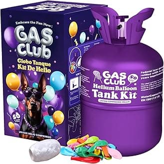 13L Helium Tank for Balloons At Hom Tank Up To 50 Latex Balloons Helium Balloon Kit with 50 Latex Balloons and Ribbons