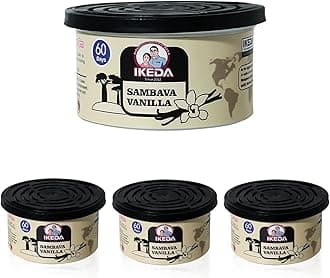 Car Air Fresheners: Sambave Vanilla Scent | Organic Can | Odor Eliminator Essential | Long-Lasting | Strong Fragrance | For Home Closet | 1.5 Oz | Pack of 4