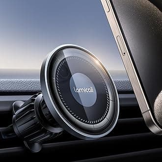 Lamicall Magsafe Car Smartphone Holder: Car Magnet, Vent for iPhone, Car Holder, Air-conditioner, Strong Magnetic, Smartphone Solution, 360 Degree Rotation, Fixed, MagSafe Smartphone Stand, Stylish