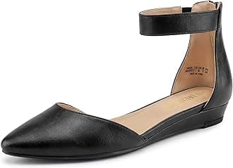Women's Low Wedge Pointed Toe Ankle Strap Dress Comfortable Casual Flats Shoes