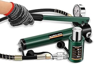 Newhai 10 ton 2” Hydraulic Ram Jack+ cp-180 Hand Pump with Pressure Gauge Hydraulic Porta Power 10 ton kit Low Profile Short Cylinder