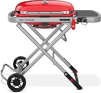 Weber Traveler Portable Gas Grill, Red