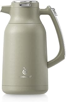 IDEUS Thermal Coffee Carafe 68oz (2,000ml), Stainless Steel Double Wall Insulated Vacuum Flask, Water Jug Coffee Server and Beverage Dispenser, Heat and Cold Retention (Celadon, 68oz (2,000ml))