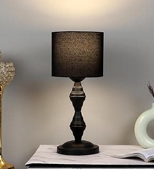 tu casa Metal Table Lamps with Black Shade for Home Décor, Bedrooms, Living R...