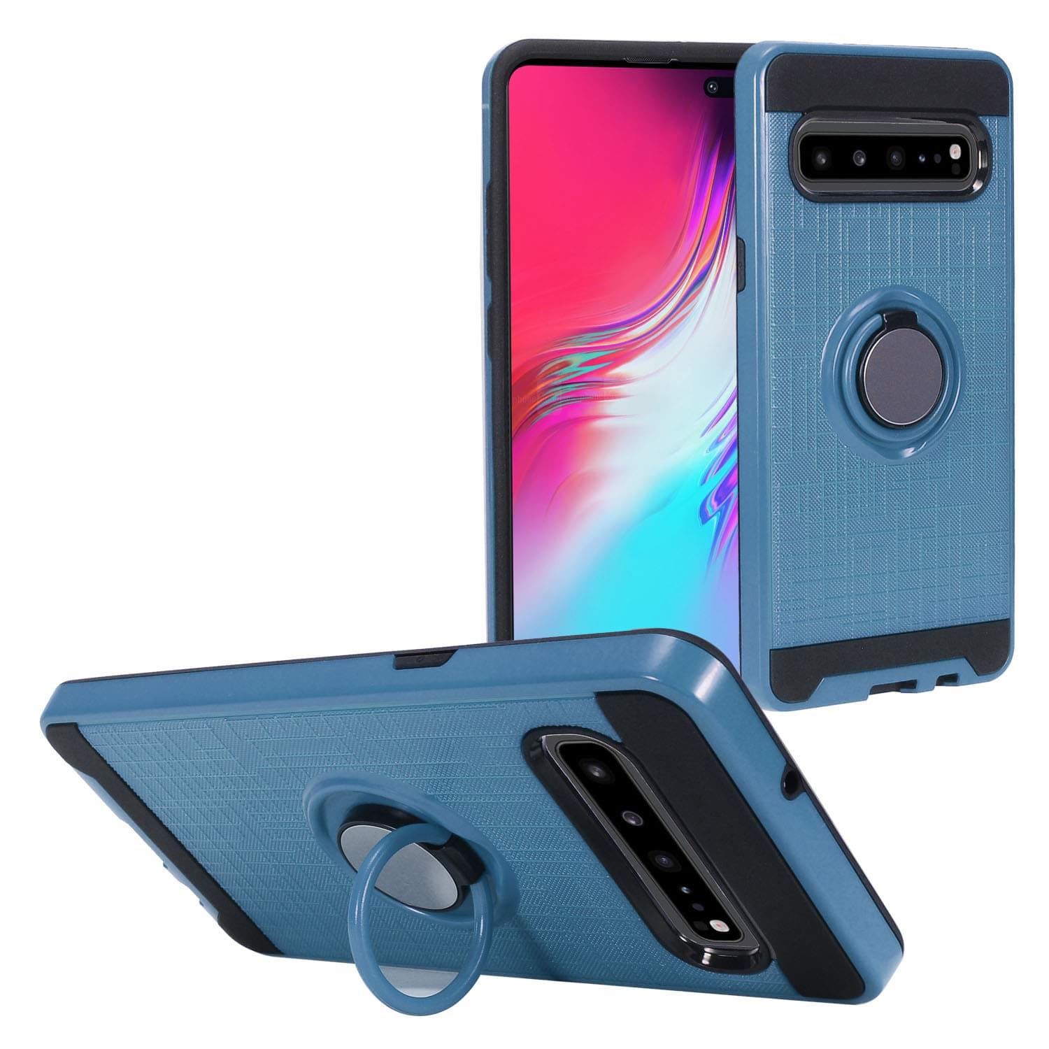 Eagle Cell - Compatible with Samsung Galaxy S10 5G (6.7") -G977 - Hybrid Phone Case w/Ring Stand - RS2 Navy Blue