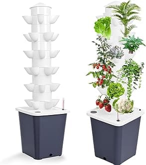 Hydroponic Growing System Kit, Hydroponic Growing Tower Aeroponic Tower, 6 Layers 30 Plants, Indoor Vertical Garden for Herbs Vegetables and Fruits (Black)