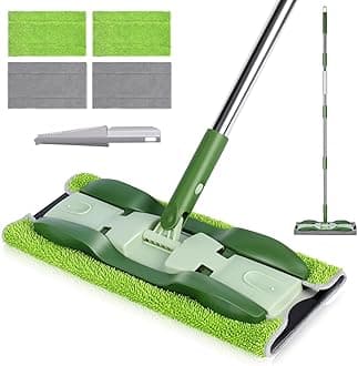 Masthome Microfiber Mops for Floor Cleaning, 151cm Long Handle Flat Mops with 4 Washable Pads & 1 Cleaning Scraper,Double-Sided Wet & Dry Mop for Hardwood Laminate Tile Floors,Household Use