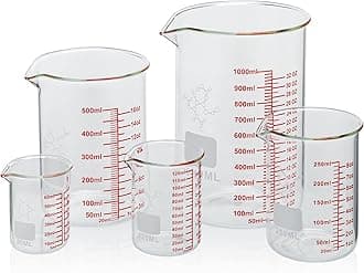 High Borosilicate Glass Measuring Cup Set-V-Shaped Spout,Includes 60ml(2OZ), 120ml(4OZ), 250ml(8OZ), 500ml(16OZ), and 1000ml (32OZ) for Kitchen or Restaurant, Easy to Read