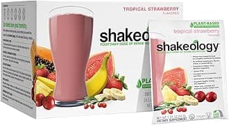 BODi Shakeology Plant-Based Vegan Protein Powder – Gluten-Free Superfood Shake with Vitamins & Minerals – Helps Support Healthy Weight Loss & Gut Health, Tropical Strawberry, 14 Individual Packets