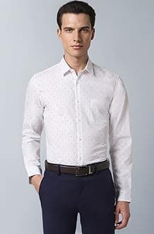 Peter England Men's Cotton Slim Fit Ditsy Printed Full Sleeve Shirt