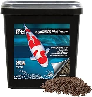 CrystalClear Platinum Fish Food, Premium Floating Pellets for Koi & Goldfish – Boost Growth, Color, and Wellness in Backyard Ponds & Water Gardens, 5mm Pellets, 4.4 Pounds