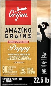 Amazing Grains Puppy Dry Dog Food, High Protein Dog Food for Puppies, Fresh or Raw Ingredients, 22.5lb