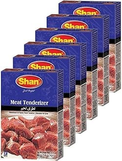 Meat Tenderizer Seasoning Mix 1.4 oz (40g) - Double Strength Tenderizing High Altitude Cooking Powder - Suitable for Vegetarians - Airtight Bag in a Box (Pack of 6)