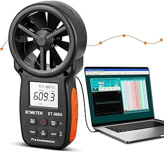 BT-866A Pro Handheld HVAC Anemometer for CFFM Airflow, Wind Speed Meter, Measures Wind Speed, Temperature%RH Dew Point with USB Sync to PC