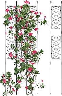 6-Pack 50 Inches Garden Trellis for Climbing Plants Outdoor, Plant Support Trellis Cage for Clematis, Roses, Jasmine and Vines Such as Tomatoes, Grapes, Cucumbers and Blackberries